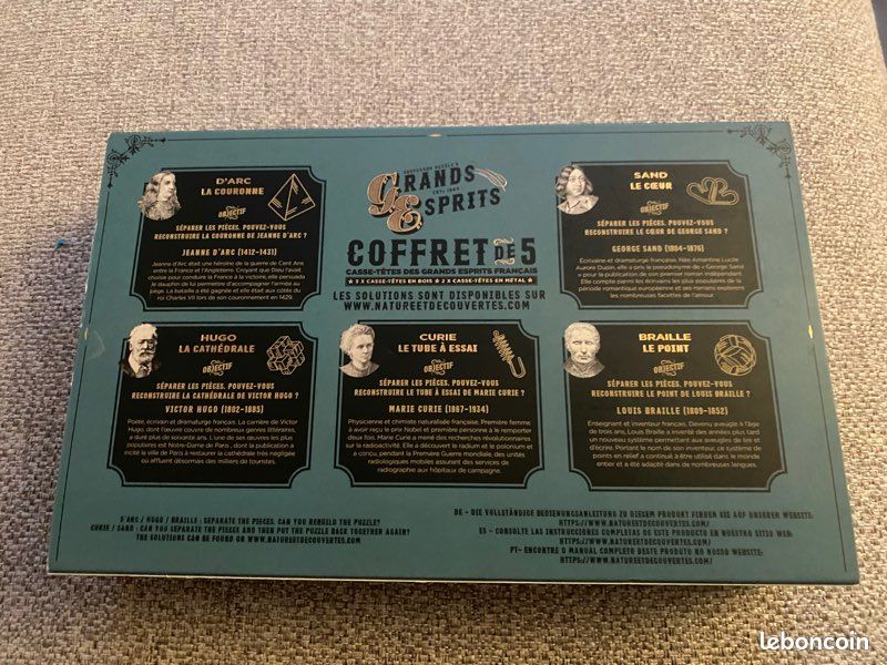 Coffret de 5 casse-têtes des grands esprits français (image 2)