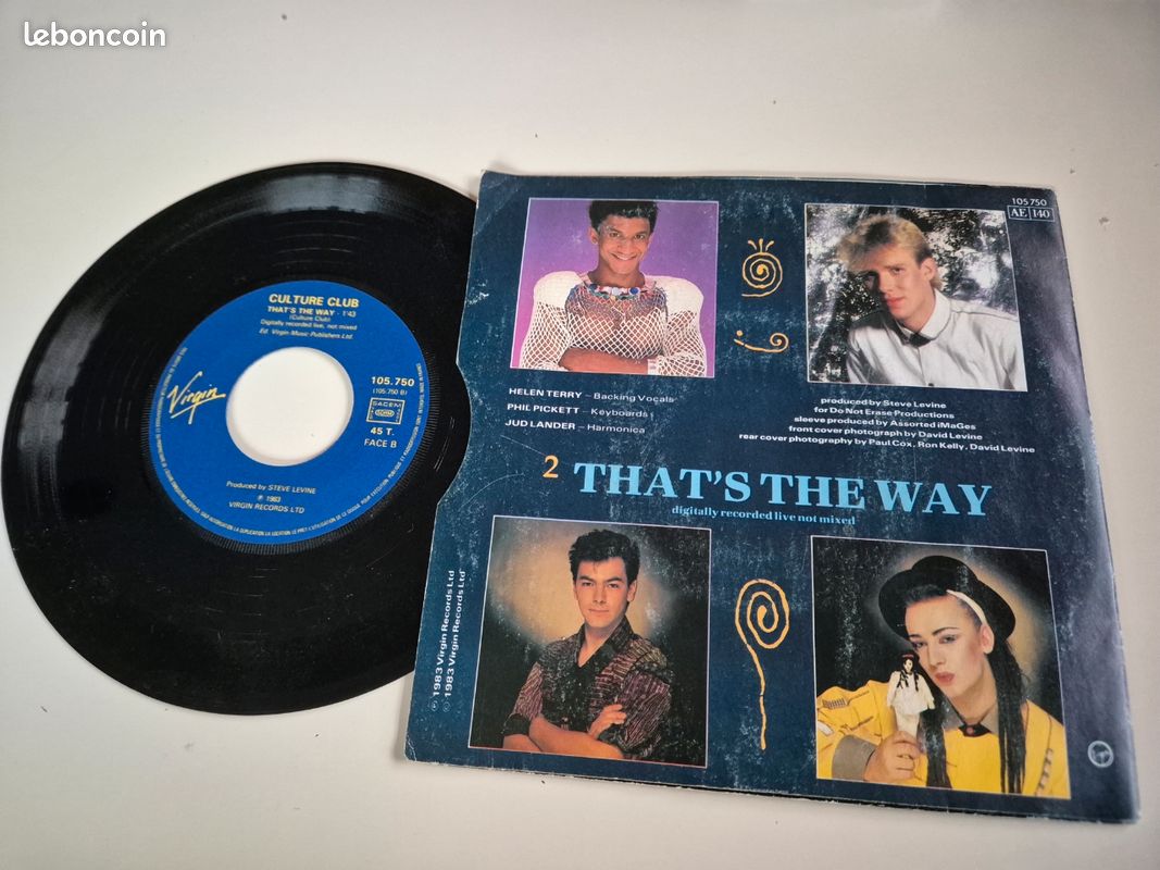 💿 CULTURE CLUB - KARMA CHAMELEON & THAT'S THE WAY # disque vinyle 45 tours # VARIETE INTERNATIONALE # ANNEES 90 (image 2)