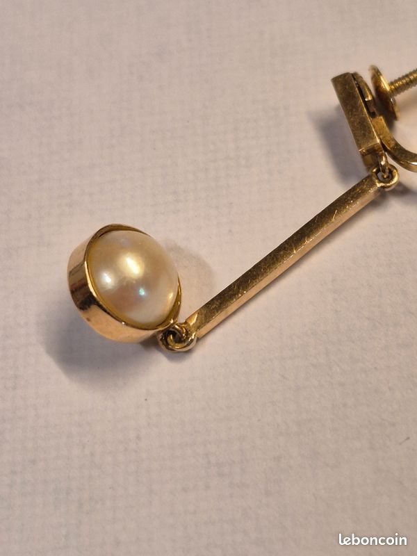 Paire De Boucles D'oreilles En Or 18 Carats Avec Brillants - Occasion, 1,3g, Manque Une Ailette Et Fermoirs Pressions