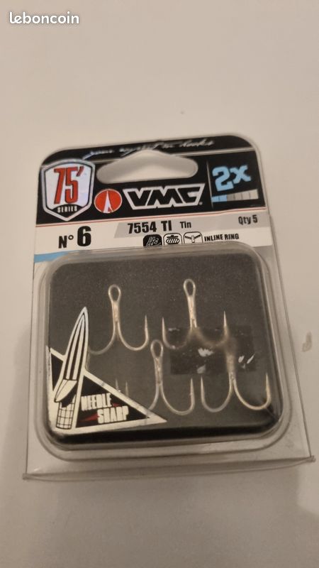 Hameçons Triples VMC 7554 TI (pointe Titane) Taille N°1 - Lot De 5 (neuf)