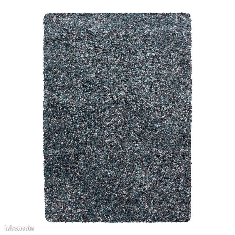 Tapis shaggy rectangle bicolore moderne Benno Bleu 60x110 (image 1)