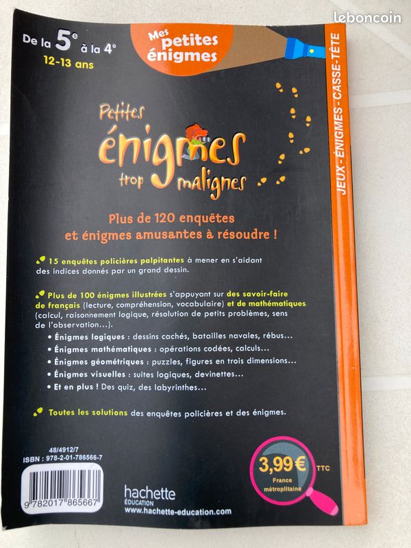 Petites énigmes trop malignes de la 5eme à la 4eme ed. Hachette éducation (image 2)