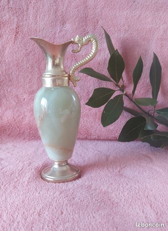 Sublime Petit Bougeoir Ancien En Albâtre Hauteur 15 Cm Poids