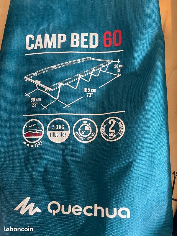 Lot de 2 lits de camp Quechua Camp Bed 60 (image 1)