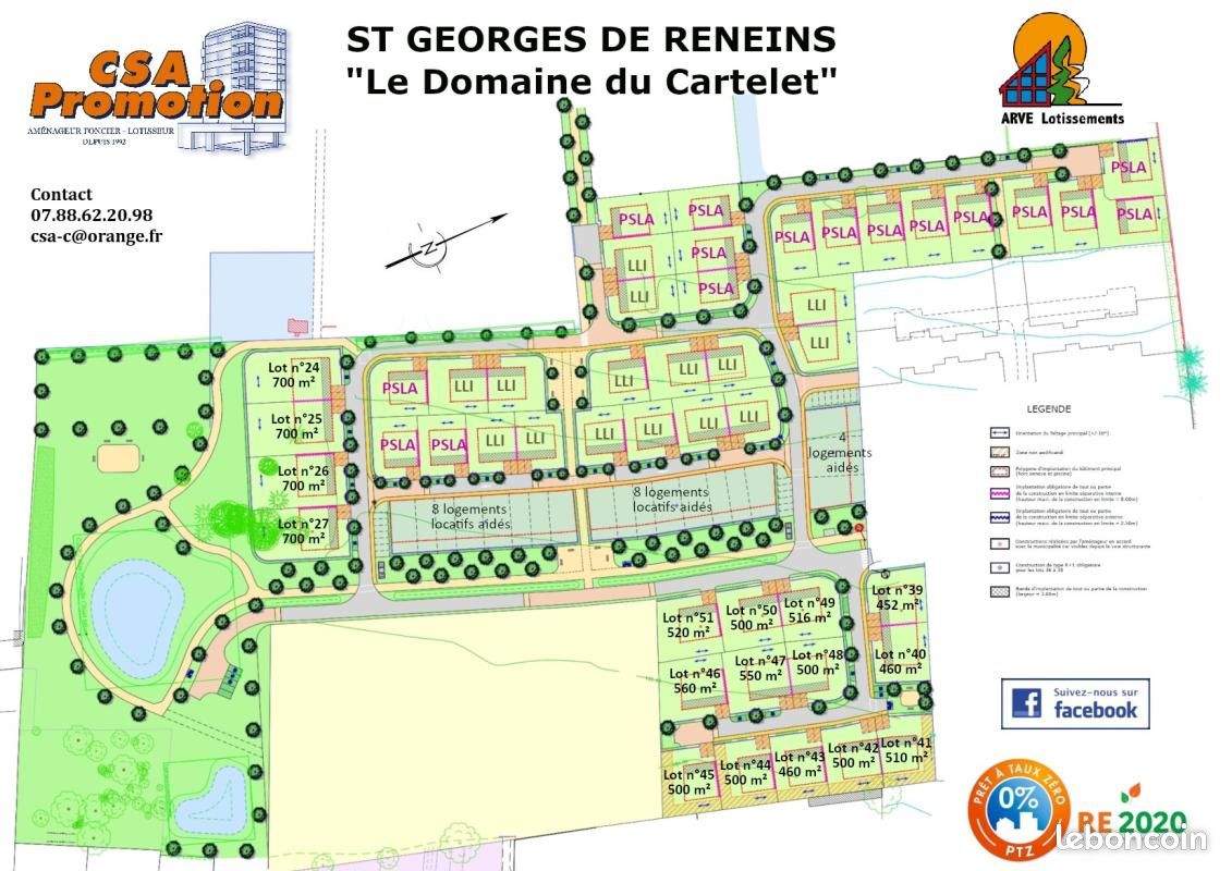 Terrain 700 m² · à Saint-Georges-de-Reneins · 144 000 €