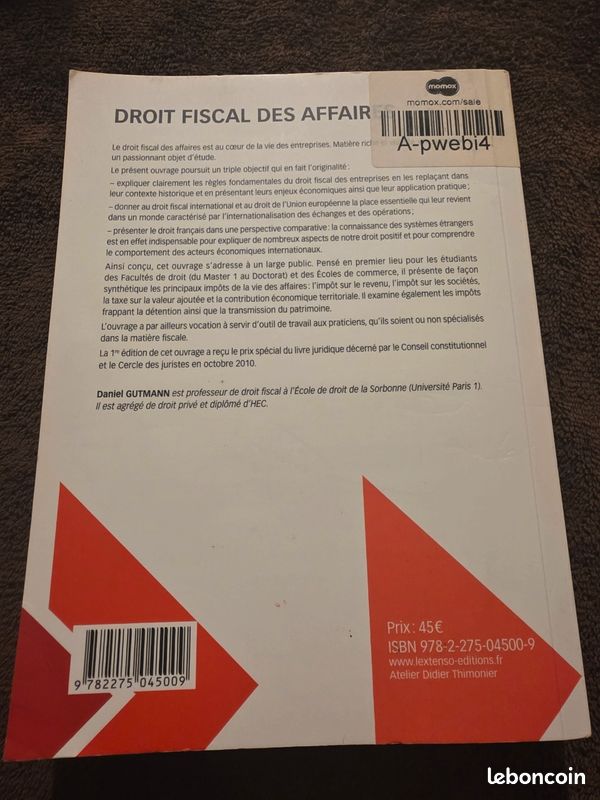 Droit fiscal des affaires vue de cote — LBC AT'Brocante Troyes