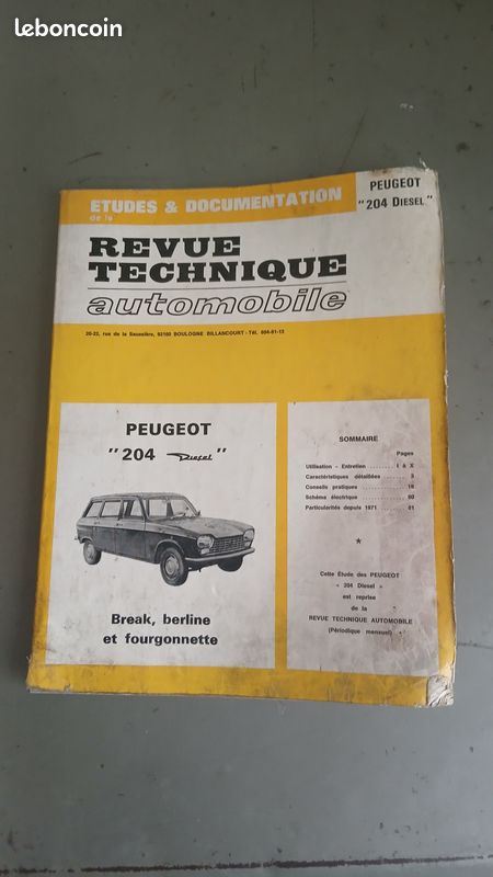 Revue Technique Peugeot 204 Diesel – Berline, Break, Fourgonnette – Occasion