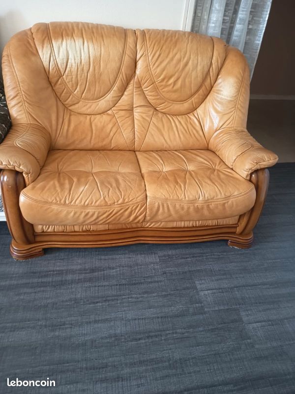 Canapé Cuir bois (image 1)