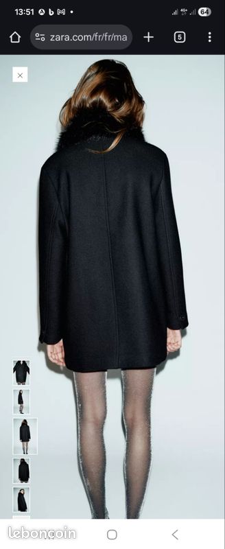 Manteau Zara Mélange Laine Sable - Taille L, Neuf Avec étiquettes, Coupe Longue Avec épaules Marquées