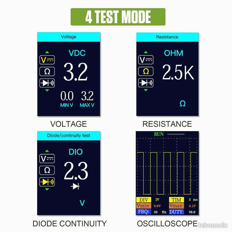 BELEY Testeur de Circuit Electrique 12V Voiture avec Lumière LED, 10m Câble Testeur de Tension avec Écran TFT 2,4 Pouces (13 Langues) (image 4)