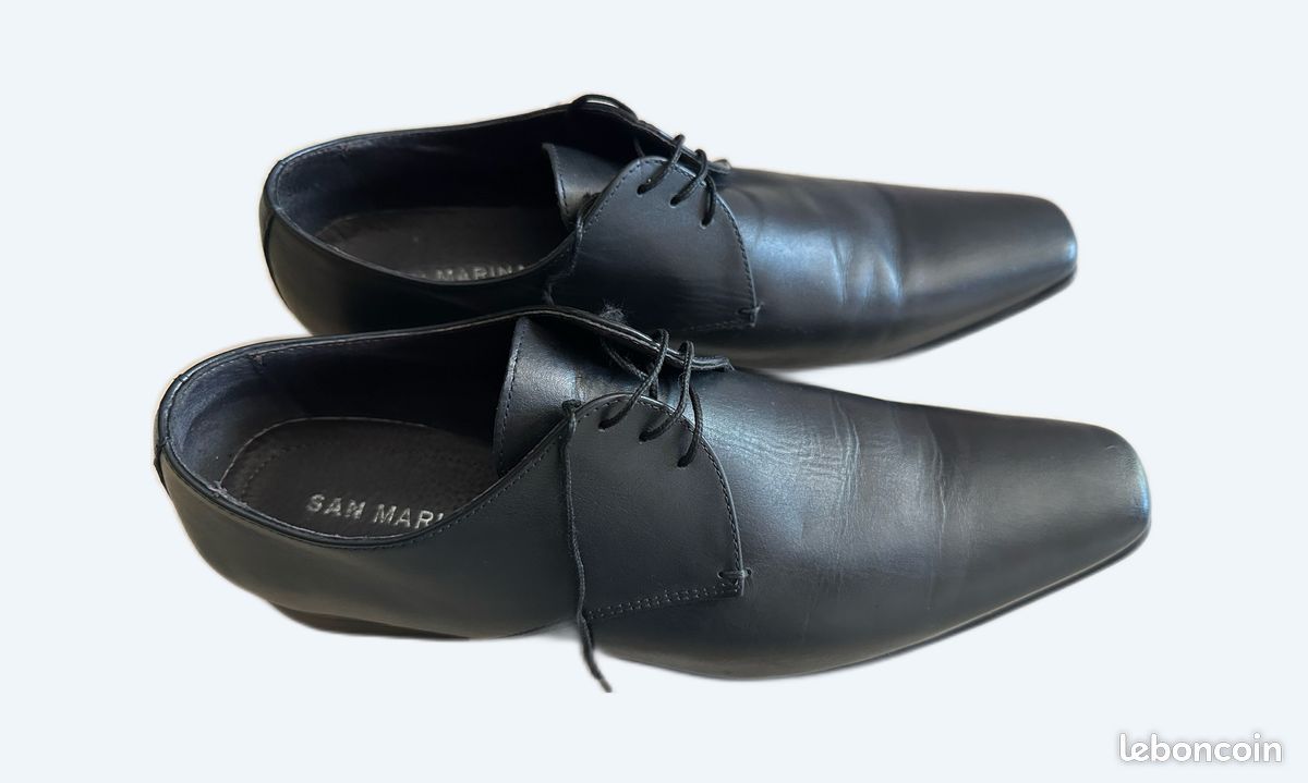 Chaussures en cuir noir San Marina taille 45 - neuves (image 1)