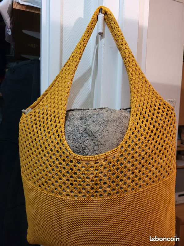 Sac à effet crochet neuf orangé 31x40 cm fourre tout (image 9)