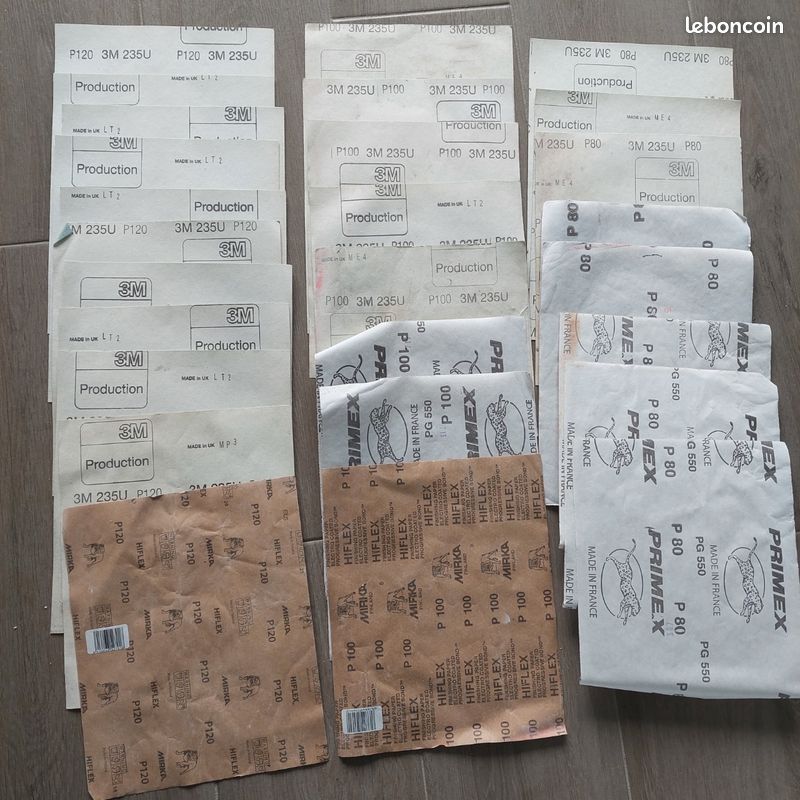 Lot 27 Feuilles Abrasives Neufs (3M, Mirka, Primex) + Stock Bonus (image 1)