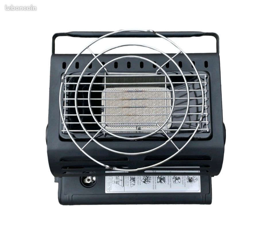 Chauffage de camping portable à gaz 1300 W, chauffage de terrasse portable, chauffage au gaz butane, chauffage à gaz portable pour intérieur et extérieur, voyage, camping, pêche, caravane (noir) - Équipement caravaning
