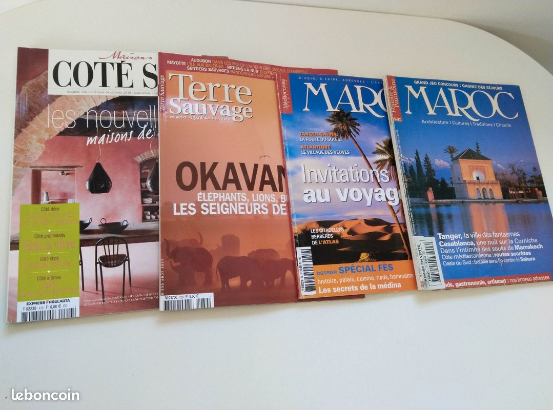Lot 4 magazines : Histoires Patrimoine Maroc : Architecture, Cultures, Traditions, Circuits - Méditerranée magazine, Maisons Côté Sud et Terre sauvage (image 2)