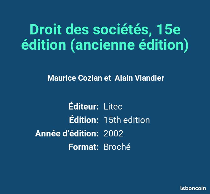 Droit des sociétés, 15e édition (ancienne édition) - Maurice Cozian et Alain Viandier (image 2)