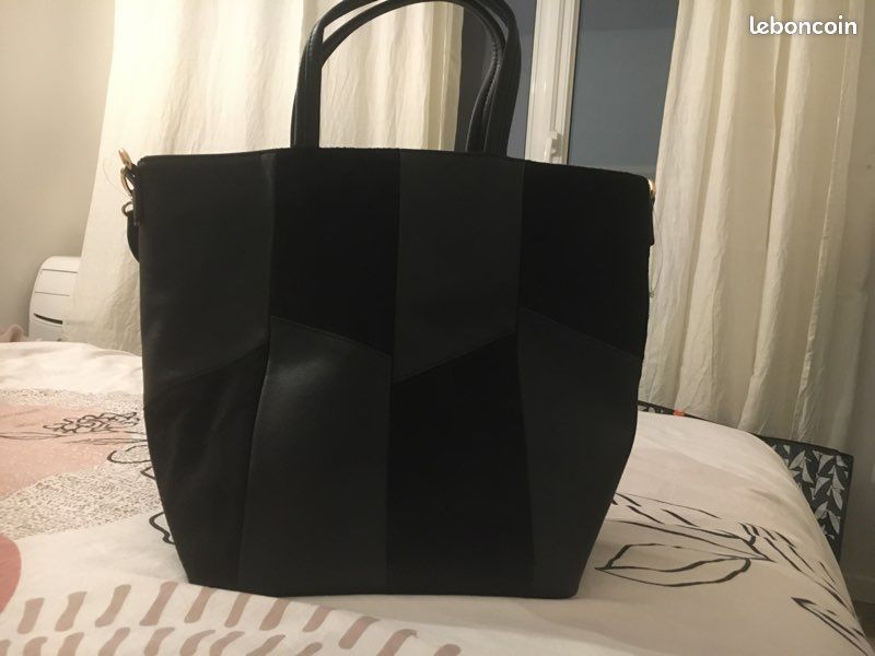 Monoprix Sac velours et synthétique noir - Neuf (image 2)