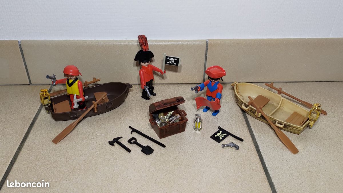 Lot Playmobil Vintage Pirate Marin Anglais - Années 1978 - Sets 3546/3550 - Occasion Bon état