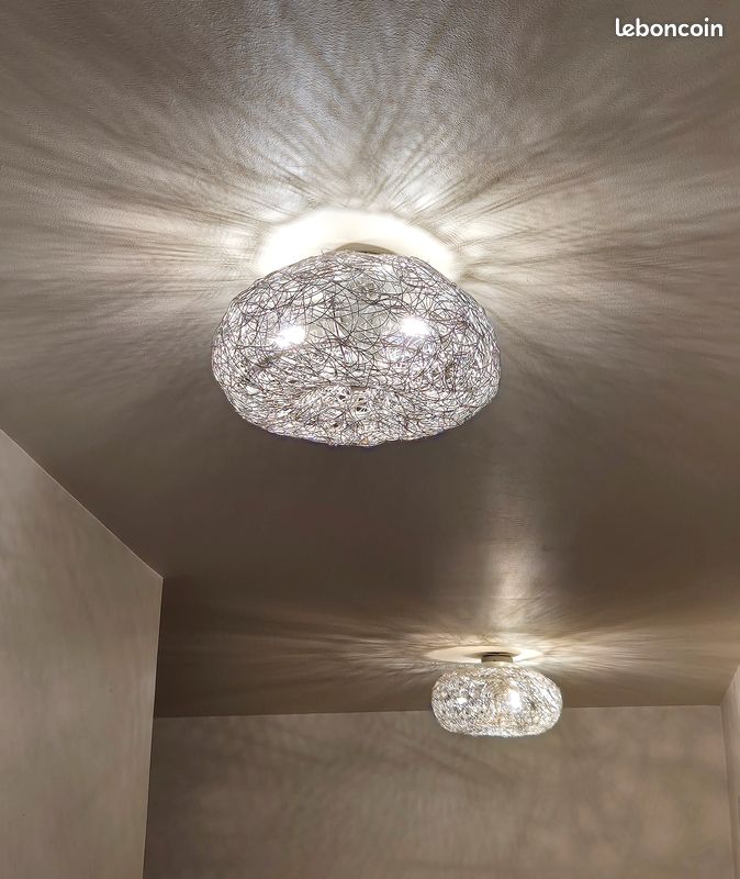 Luminaire plafonnier lampadaire argentés (image 1)