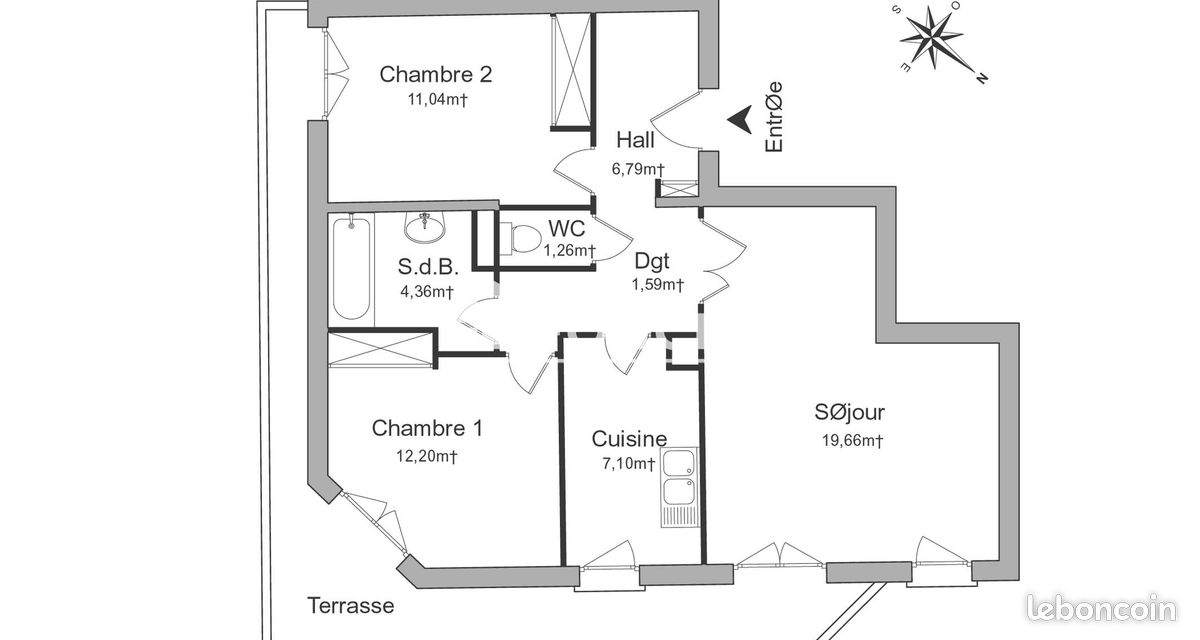 Appartement 3 pièces 64 m² · à Caen · 64 m² · 783 €/mois