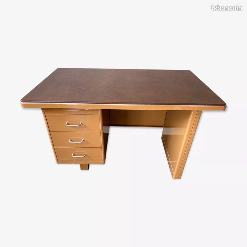 Bureau métallique d’atelier industriel vintage 1950 (image 1)