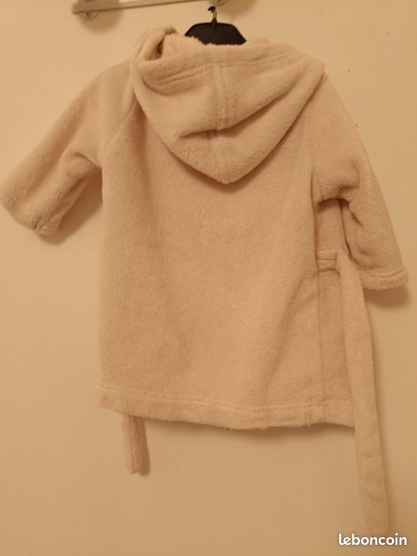 Peignoir bébé tout doux à capuche – Beige/Crème – 12 mois (image 4)