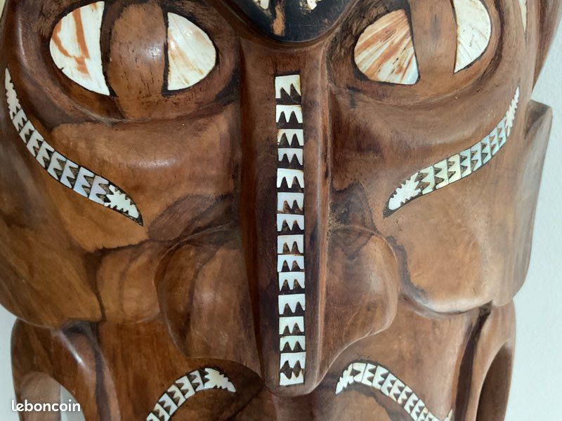 Masque Bois Océanie Nouvelle-Guinée - Sculpture Ethnique Originale Années 1950-1969