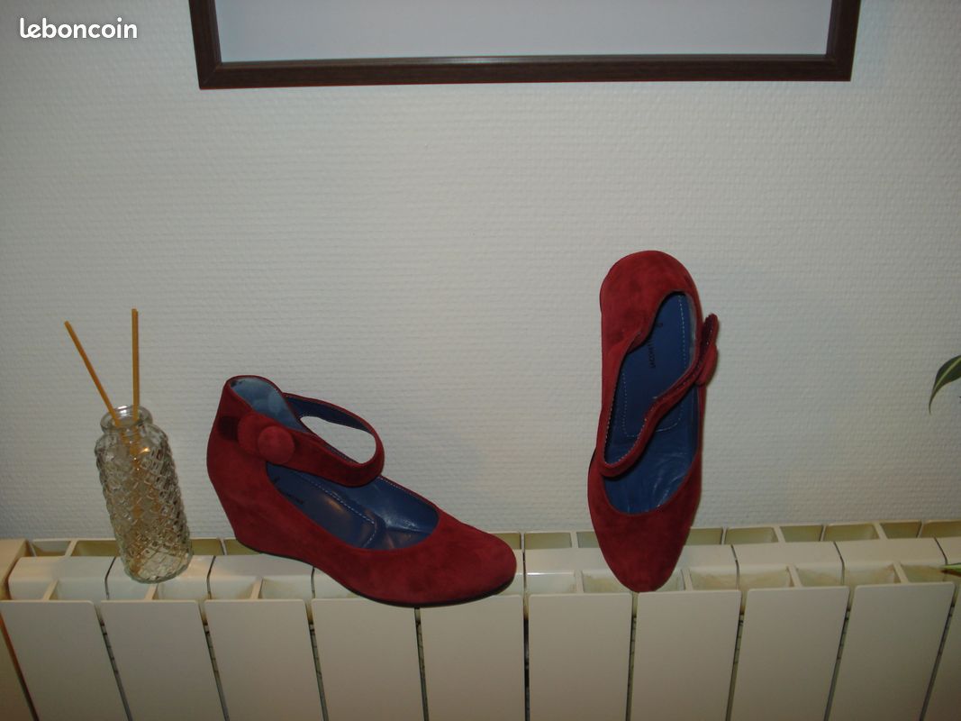 Ballerines compensées bordeaux Perlato Bis (image 1)