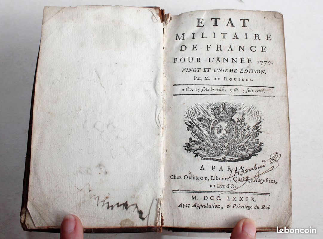ETAT MILITAIRE DE FRANCE POUR L'ANNEE 1779, 21e EDITION par DE ROUSSEL MILITARIA (image 2)
