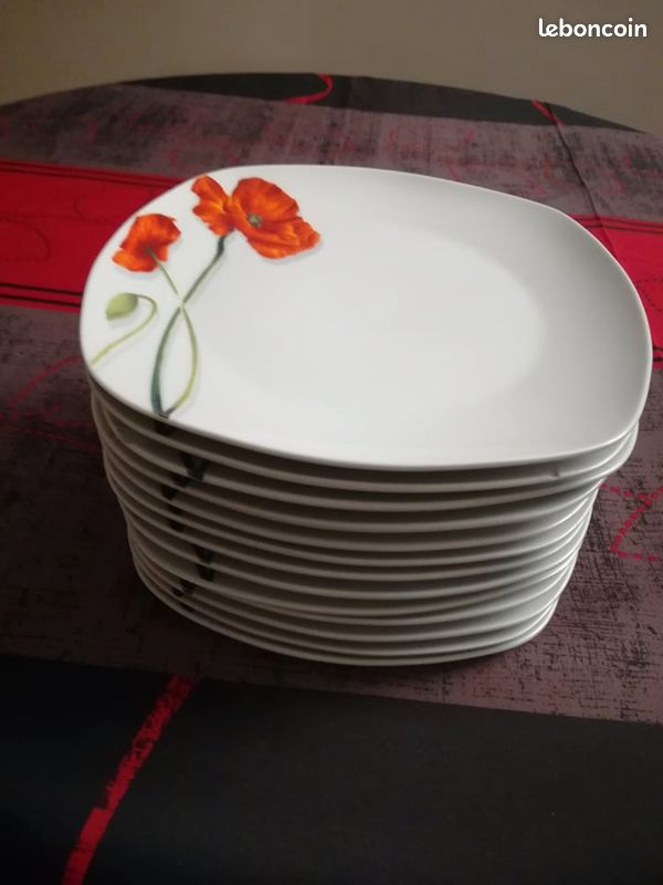 13 assiettes porcelaine décoratives Coquelicot (image 7)