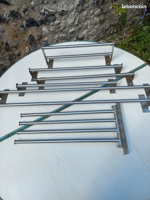 Lot de sept barres porte serviette et torchon en acier inox (image 1)