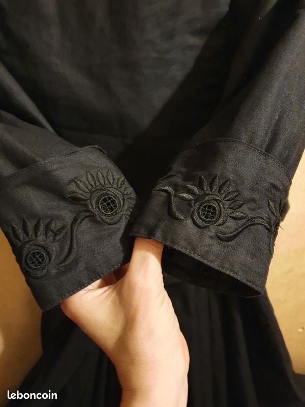 Veste En Soie Noire Laura Ashley - Taille UK12 - Occasion Très Bon état