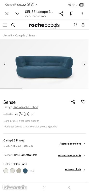 Canapé "sens" ROCHE BOBOIS (image 4)