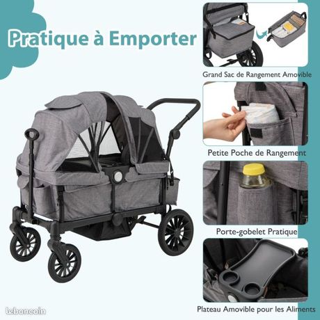Poussette double henry gris - Asalvo