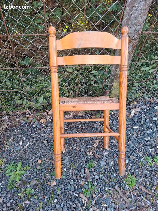 Chaise en bois avec assise paille couleur bois naturel verni pieds tournés dimensions : hauteur totale 87cm assise 47x47cm hauteur assise 48cm pour tous types de pièces (image 2)