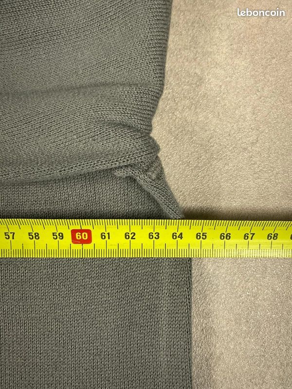Pull lacoste homme xxl taille 7 gris kaki 100% coton demi-zip vintage #663 (image 7)