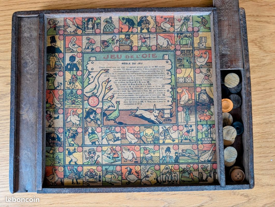 Ancien jeu de dames et jeu de l'oie - Grenier d'enfance