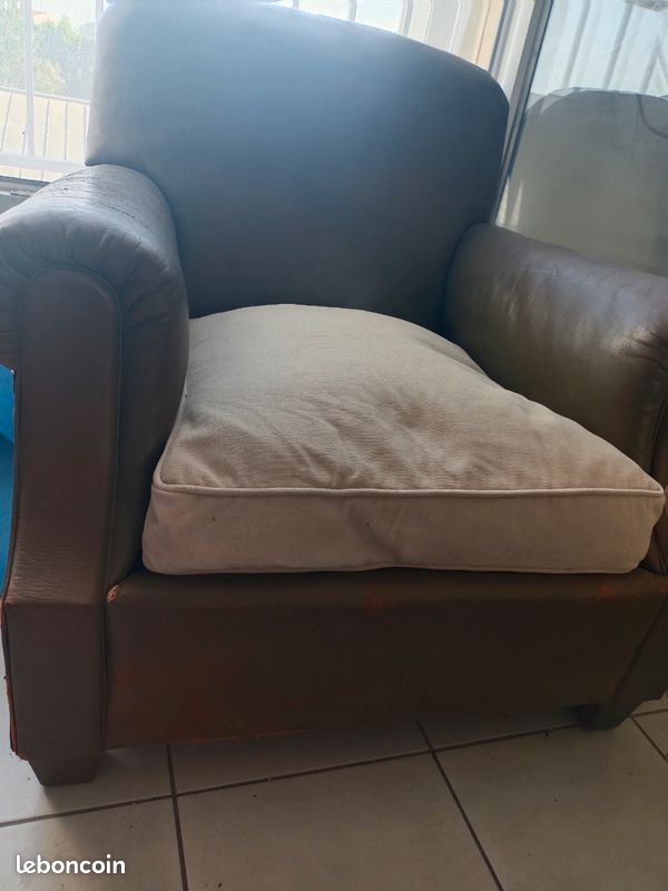 2 fauteuils cuir vintage (image 11)