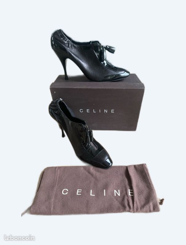 Low boots noires en cuir CÉLINE (image 1)