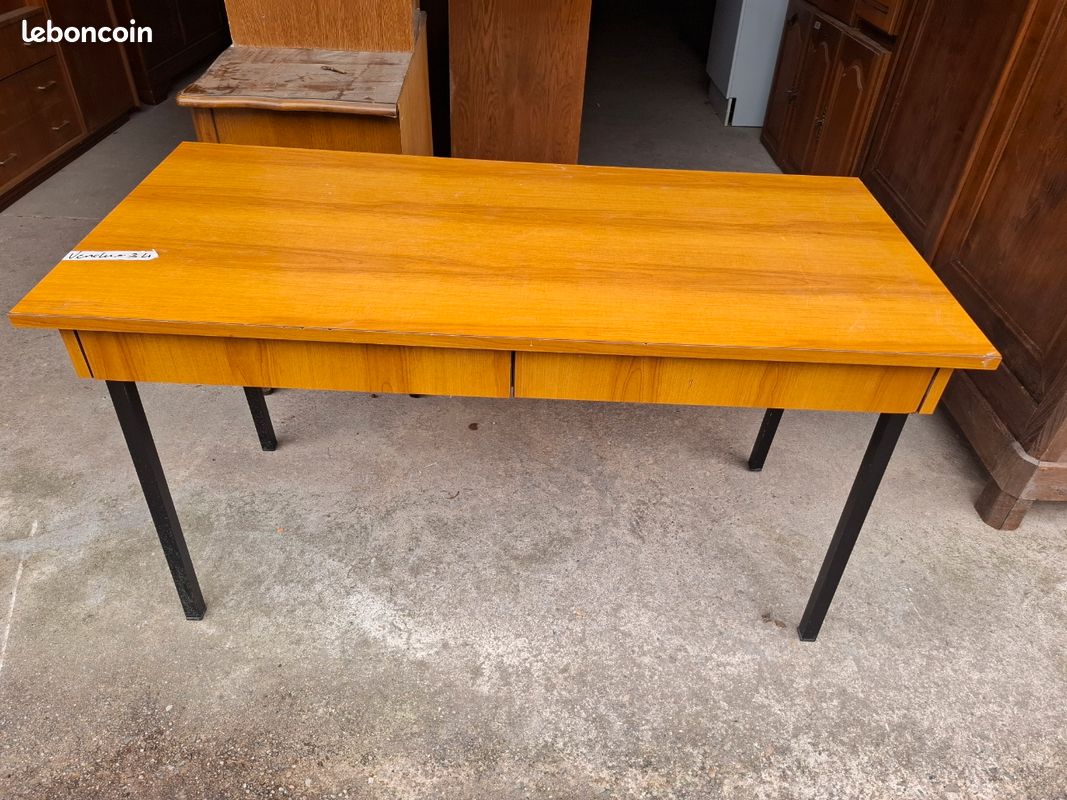 Bureau console deux tiroirs formica vintage (image 1)