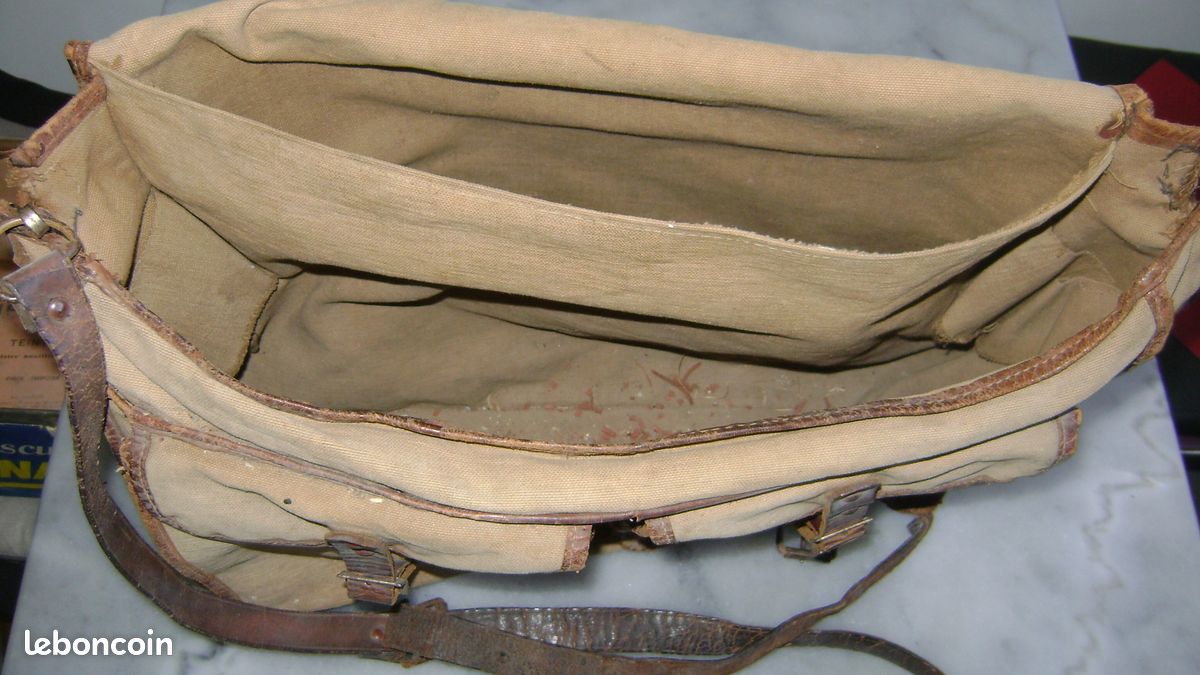 Ancien Sac en Toile - Musette Besace - Chasse Pêche - Militaria
