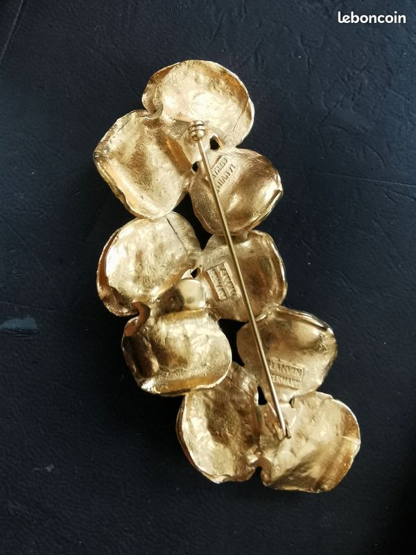 Bracelet En Or Vintage En Laiton Doré - Motif Fleurs Avec Pierres - Bijou Traditionnel Rétro Broche Ancienne