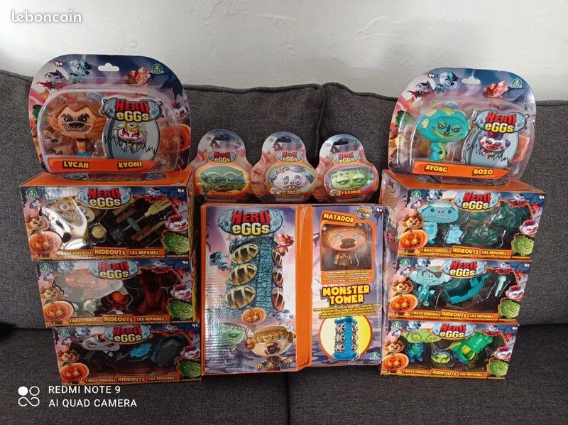 NEUF Gros lot HERO EGGS ( 12 figurines au total avec accessoires + tour ) (image 1)