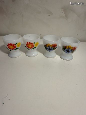 Lot Vintage Arcopal : 2 Assiettes Creuses + 1 Coquetier En Verre Multicolore