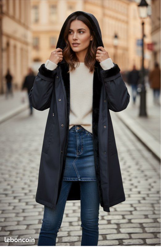 Manteau Free People En Cuir Souple Marine - Taille L, Neuf Avec étiquette