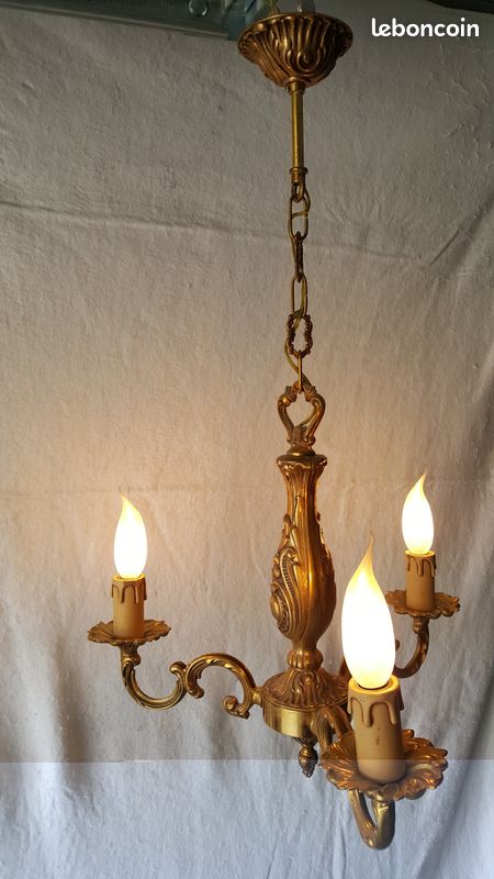 Lustre laiton 3 lampes à suspendre (image 1)
