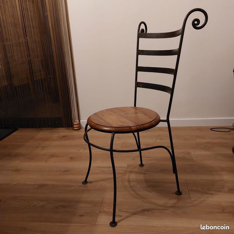 4 chaises en fer forgé & bois (image 1)