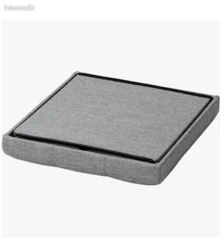 Lot de 3 poufs pliables gris imitation lin (image 4)