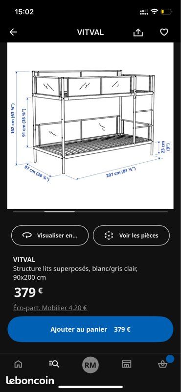 Lits superposés IKEA + 2 matelas (image 1)