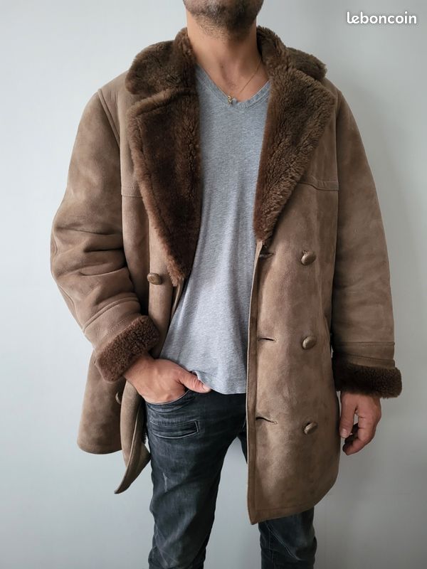 Manteau En Cuir Retourné Jacques Jekel - Marron - Taille M - Fabriqué En France